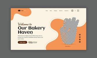 Website Landing Page for Bakery Shop, Home Page UI Design for Bakery Products, Website Banner Design, Website hero section template vector