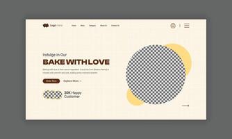 Website Landing Page for Bakery Shop, Home Page UI Design for Bakery Products, Website header Banner Design vector