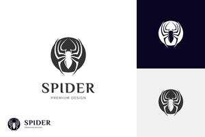 Silhouette Spider logo icon design with circle shape graphic illustration for super hero symbol vector