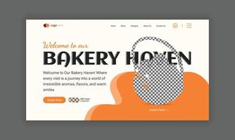 Website Landing Page for Bakery Shop, Home Page UI Design for Bakery Products, Website Banner Design, Website hero section template vector