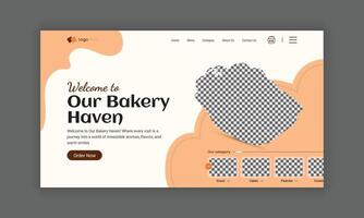 Website Landing Page for Bakery Shop, Home Page UI Design for Bakery Products, Website Banner Design, Website hero section template vector