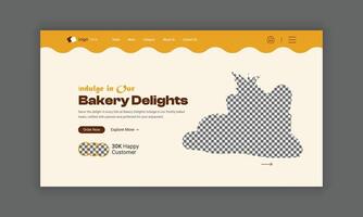 Website Landing Page for Bakery Shop, Home Page UI Design for Bakery Products, Website header Banner Design vector