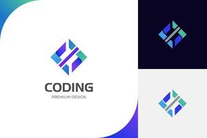 moderno logos de código para codificación, programación degradado y plano logo modelo vector