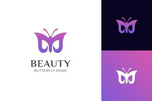 Butterfly wings logo icon design with mask graphic concept for beauty nature symbol, facial beauty mask, skincare identity logo template vector