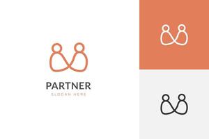 People partnership Teamwork logo icon design line style, simple friendship identity symbol vector