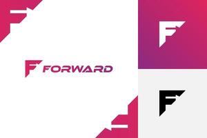 Letter F forward logotype identity brand logo design with arrow right graphic symbol vector