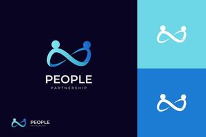 abstract people friendship logo icon design with infinity graphic symbol. creative Logo Design Template Element for partnership logo icon design vector