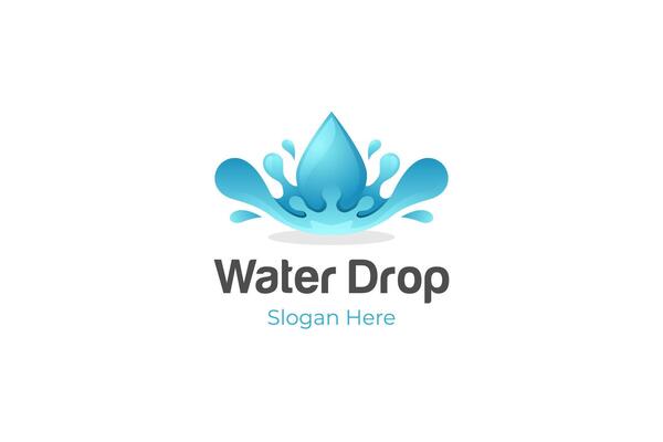 water droplets logo design with gradient blue symbol, rain drop graphic element. pure water droplets logo template