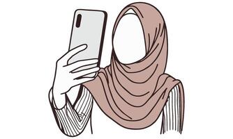 mujer selfie con teléfono inteligente vector