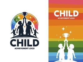 Children's championship logo, race winning template vector