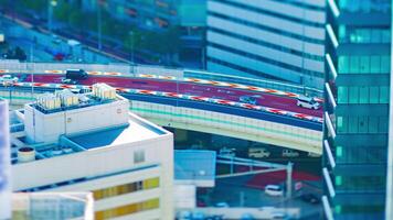 A timelapse of highway at the urban city in Tokyo tiltshift tilt video