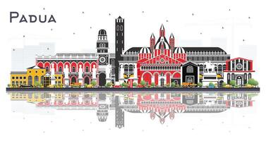 Padua Italy City Skyline with Color Buildings and reflections Isolated on White. Business Travel and Concept with Historic Architecture. Padua Cityscape with Landmarks. vector