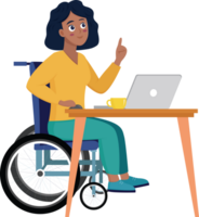 discapacitado persona sentado en un silla de ruedas haciendo negocio trabajo png