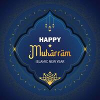 Happy Muharram Islamic New Hijri Year black background. Modern abstract illustration template design vector