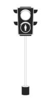 Traffic light with stop symbol black and white 2D line cartoon object. Equipment of road control solated outline item. Driving safety in city area monochromatic flat spot illustration vector