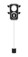 Traffic light with stop symbol black and white 2D line cartoon object. Equipment of road control solated outline item. Driving safety in city area monochromatic flat spot illustration vector