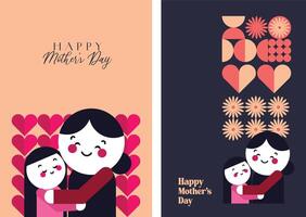 flat design happy mothers day card collection vector