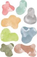 hand drawn colorful pastel ink watercolor blotch splatter shape collection vector