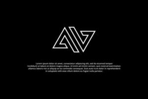 letter a v line art with black background logo vector