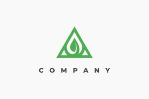 pyramid and leaf green logo vector