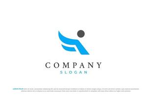 wing man blue modern minimal logo vector