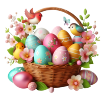 The beautiful basket of easter eggs png