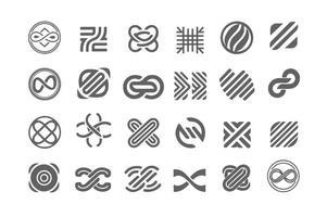 Unique and professional Set of infinity symbols set. Infinity symbol set, Infinity symbol collection. Pro icon logos set. Black co ntours of different shapes, thickness and style isolated on white. vector