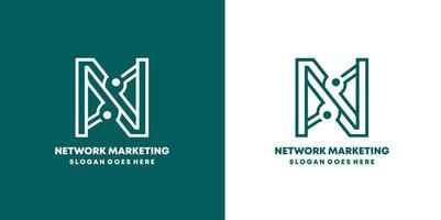 Initial letter N and M Network Marketing logo design template, eps 10 illatration vector