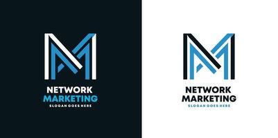 Initial letter N and M Network Marketing logo design template, eps 10, vector