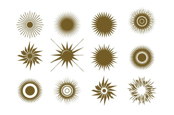 Ornamental sunbeams. Retro starburst. Sunburst set. Sunburst collection. Bursting sun rays. Fireworks. Retro sunburst design. Sunburst best quality. illustration on Pro EPS 10