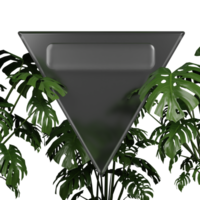 Glassmorphism design with 3d monstera shape rendering png