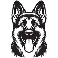 German Shepherd Dog Head Illustration. vector