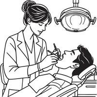 dentista diagnosticando un paciente ilustración. vector