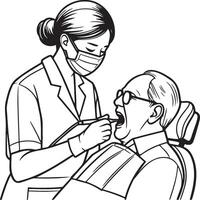 Dentist Diagnosing a Patient Illustration. vector