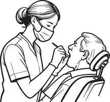 Dentist Diagnosing a Patient Illustration. vector