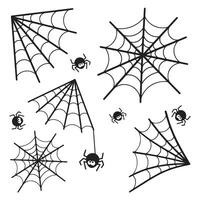 Cobweb collection, Halloween spider web set, Hand drawn spider web or cobweb with hanging spider EPS 10.eps vector