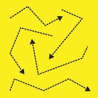 Hand drawn arrow icon set. arrow design sketch on yellow background. vector