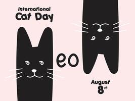 International cat day hand drawn flat illustration vector