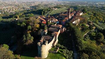 aéreo Visão do montecarlo a Vila dentro Toscana video