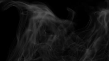 Rising smoke isolated on black background. 3d rendering animation video