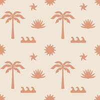 Palm tree seamless pattern. tropical summer background. Beach hand drawn simple boho repeat texture. Modern textile, print, wallpapers, wrapping paper. vector