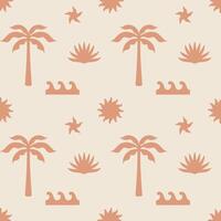 palma árbol sin costura modelo. tropical verano antecedentes. playa mano dibujado sencillo boho repetir textura. moderno textil, imprimir, fondos de pantalla, envase papel. vector