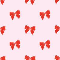 Cartoon bows seamless pattern. Birthday gifts red ribbon decoration print, hand drawn silk bow-knot for holidays present boxes flat background illustration. vector