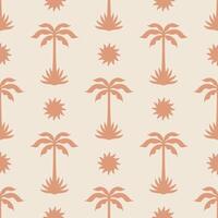 palma árbol sin costura modelo. tropical verano antecedentes. playa mano dibujado sencillo boho repetir textura. moderno textil, imprimir, fondos de pantalla, envase papel. vector