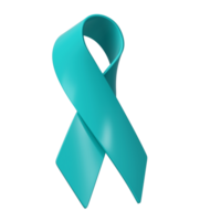 3d verde azulado cinta icono ilustración. conciencia para cervical ovario cáncer, poliquístico ovario síndrome, enviar traumático estrés trastorno, obsesionante compulsivo trastorno png