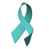 3d Ovarian Cancer Awareness Month Teal Color Ribbon Ovarian Cancer, Polycystic Ovary Syndrome, Post Traumatic Stress Disorder, Obsessive Compulsive Disorder for poster png