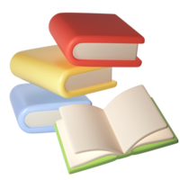 3d fliegend Bücher Absolvent Symbol. machen Bildung oder Geschäft Literatur. E-Book, Enzyklopädie, Lehrbuch Illustration png