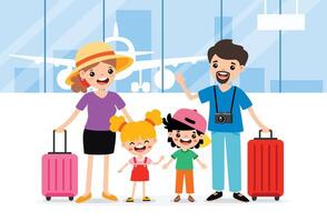 Cartoon Drawing Of A Family Travelling vector