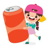 Cute Cartoon Kid Drinking Soda vector