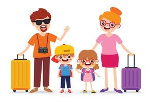 Cartoon Drawing Of A Family Travelling vector